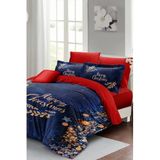 MONOHOME King Size Yılbaşı Süsü Happy Noel Pamuk Saten 3D Nevresim Takımı, monohome44008