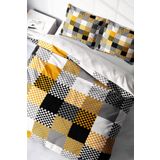 MonoHome Lastikli Çarşaflı %100 Pamuk Saten Çift Kişilik Nevresim Takımı Checkers Gray MONOHOME40369