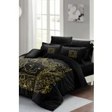 MonoHome Lastikli Çarşaflı %100 Pamuk Saten Çift Kişilik Nevresim Takımı Leopar Line MONOHOME35884