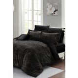 MonoHome Lastikli Çarşaflı %100 Pamuk Saten Çift Kişilik Nevresim Takımı Leopar Print MONOHOME35884
