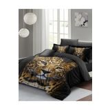 MonoHome Lastikli Çarşaflı %100 Pamuk Saten Çift Kişilik Nevresim Takımı Leopard MONOHOME35884