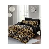 MonoHome Lastikli Çarşaflı %100 Pamuk Saten Çift Kişilik Nevresim Takımı Lux Leopar MONOHOME35884