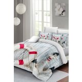 MonoHome Lastikli Çarşaflı %100 Pamuk Saten Çift Kişilik Nevresim Takımı Sea Anchor MONOHOME35846