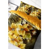 MonoHome Lastikli Çarşaflı %100 Pamuk Saten Çift Kişilik Nevresim Takımı Yellow Flowers MONOHOME38403
