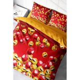 MONOHOME Lastikli Çarşaflı%100 Pamuk Saten Çift Kişilik Nevresim Takımı Emoji In Red, MONOHOME37888