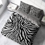 Monohome Leopar Çift Kişilik Nevresim Takımı Özel Dokuma Pamuk Saten Classical Zebra - Gri - Siyah - 200 x 220 cm