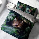 Monohome Leopar Çift Kişilik Nevresim Takımı Özel Dokuma Pamuk Saten Jungle Leopard - Yeşil - 200 x 220 cm