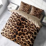 Monohome Leopar Çift Kişilik Nevresim Takımı Özel Dokuma Pamuk Saten Leopard Feathers - Kahverengi - 200 x 220 cm