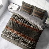 Monohome Leopar Çift Kişilik Nevresim Takımı Özel Dokuma Pamuk Saten Leopard Snake - Antrasit - Gri - 200 x 220 cm