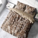 Monohome Leopar Çift Kişilik Nevresim Takımı Özel Dokuma Pamuk Saten Wall Snake - Bej - 200 x 220 cm