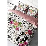 MONOHOME Leopar Çift Kişilik Nevresim Takımı Pamuk Saten Zebra Flowers, MONOHOME67304