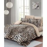 Monohome Leopar Lastikli Çarşaflı %100 Pamuk Saten Çift Kişilik Nevresim Takımı Classical Leopard