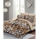 Monohome Leopar Lastikli Çarşaflı %100 Pamuk Saten Çift Kişilik Nevresim Takımı Drawing Leopard