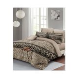 Monohome Leopar Lastikli Çarşaflı %100 Pamuk Saten Çift Kişilik Nevresim Takımı Leopard Fabric
