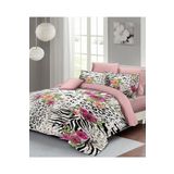 Monohome Leopar Lastikli Çarşaflı %100 Pamuk Saten Çift Kişilik Nevresim Takımı Zebra Flowers