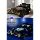MONOHOME Leopar Neonlu Fosforlu Nevresim Takımı Çift Kişilik Pamuk Saten, MONOHOME70090