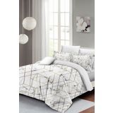 Monohome Marble Geo 200x220 cm Beyaz 3D Pamuk Saten Çift Kişilik Nevresim Takımı