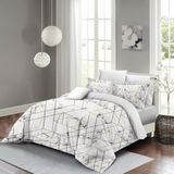 Monohome Marble Geo Çift Kişilik Nevresim Takımı 3D Pamuk Saten - 200 x 220 cm - Beyaz