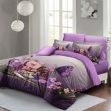 Monohome Mor Çiçek Desenli Çift Kişilik Nevresim Takımı 200 x 220 cm Dokuma Pamuk Saten