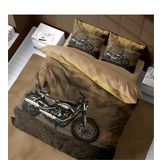 Monohome Motorcycles 3D Pamuk Saten Renkli Çift Kişilik 200x220 cm Nevresim Takımı