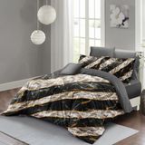 Monohome Nevresim Takımı Çift Kişilik 3D Pamuk Saten Zebra Marble - 200 x 220 cm - Siyah
