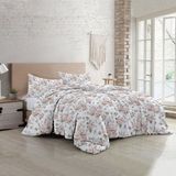 Monohome Pamuklu Çift Kişilik Nevresim Takımı Natura Pink Rose - 200 x 220 cm - Beyaz