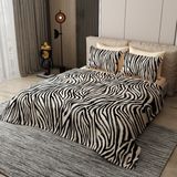 Monohome Pike Takımı Pamuklu Çift Kişilik Jakar Dokuma Yatak Örtüsü Black Zebra - Krem - Siyah