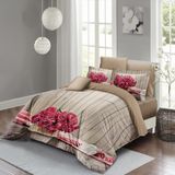 Monohome Pink Flowers 3D Pamuk Saten Çift Kişilik Nevresim Takımı