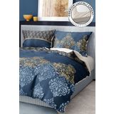 Monohome Premium Damask Luxury 3d Pamuk Saten Blue Çift Kişilik Nevresim Takımı