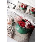 Monohome Rose Love 3D Saten Çift Kişilik Nevresim Takımı