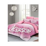 Monohome Sevgililer Günü %100 Pamuk Saten Pink Love Çift Kişilik Nevresim Takımı