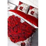 MONOHOME Sevgililer Günü Çift Kişilik Nevresim Takımı 3D Pamuk Saten Heart Rose, MONOHOME24895