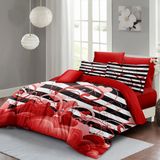 Monohome Sevgililer Günü Çift Kişilik Nevresim TAKIMI%100 Pamuk Saten Fantastic Love - 200 x 220 cm - Kırmızı