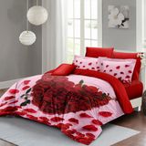 Monohome Sevgililer Günü Çift Kişilik Nevresim TAKIMI%100 Pamuk Saten Gül Aşkına - 200 x 220 cm - Kırmızı