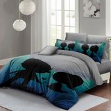 Monohome Sevgililer Günü Çift Kişilik Nevresim TAKIMI%100 Pamuk Saten We - 200 x 220 cm - Açık Mavi