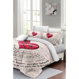 MONOHOME Sevgililer Günü Özel Çift Kişilik Nevresim Takımı Pamuk Saten Darling White, MONOHOME25021
