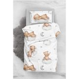 MONOHOME Sleeping Teddy Bear 3D Pamuk Saten Bebek Nevresim Takımı 100x150, monohome1764