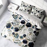Monohome White Hexagon 3D Pamuk Saten Çift Kişilik Nevresim Takımı