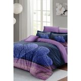 Monohome Wool Heart Çift Kişilik Nevresim Takımı 3D Pamuk Saten - 200 x 220 cm - Gri - Lila