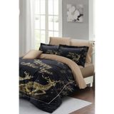 MONOHOME Yılbaşı Nevresim Takımı Çift Kişilik Lacivert-Gold Lastikli Çarşaflı, MONOHOME40840