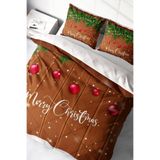 MONOHOME Yılbaşı Nevresim Takımı Çift Kişilik Lastikli Çarşaflı Deer Noel Desenli, MONOHOME41229