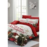 MONOHOME Yılbaşı Nevresim Takımı Çift Kişilik Lastikli Çarşaflı Merry Christmas, MONOHOME41144