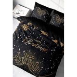 MONOHOME Yılbaşı Nevresim Takımı Çift Kişilik Lastikli Çarşaflı Saten Black, MONOHOME41298