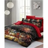 MONOHOME Yılbaşı Nevresim Takımı Çift Kişilik Pamuk Saten Nights Houses, monohome41694