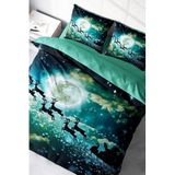 MONOHOME Yılbaşı Nevresim Takımı Özel Dokuma Pamuk Saten Merry Christmas Tree Lacivert-Gold, monohome1184YB