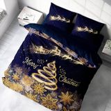 Monohome Yılbaşı Süsü Merry Christmas Çift Kişilik 3d Nevresim Takımı Pamuk - 200 x 220 cm - Lacivert