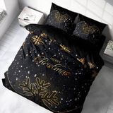 Monohome Yılbaşı Süsü Merry Christmas Çift Kişilik 3d Nevresim Takımı Pamuk - 200 x 220 cm - Siyah