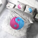 Monohome Ying Yang 3D Pamuk Saten Çift Kişilik 200x220 cm Nevresim Takımı