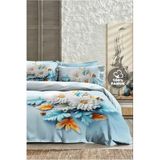 MONOHOME%100 Pamuk Ranforce Çift Kişilik Nevresim Takımı Mavi Papatya, MONOHOME82447