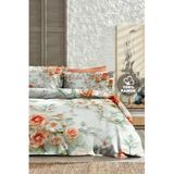 MONOHOME%100 Pamuk Ranforce Çift Kişilik Nevresim Takımı - Salmon Flowers, MONOHOME82447